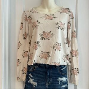 Chaser Long Sleeve Floral and Lace Top Womens Size Small